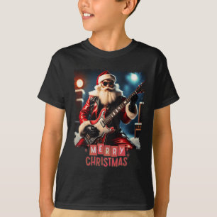 Santa Claus Rock Guitar Frohe Weihnachten T-Shirt