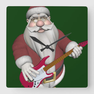 Santa Claus Rock Star Quadratische Wanduhr