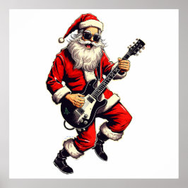 Santa Claus Rocking & Jamming auf seiner Gitarre Poster