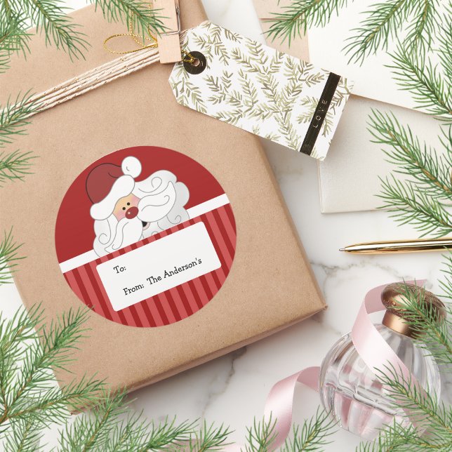 Santa Claus Round Holiday étiquette autocollants (Santa Christmas Stickers)