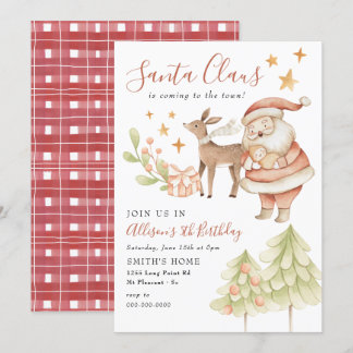 Santa Claus Rudolph Kids Holiday Birthday Party  Einladung