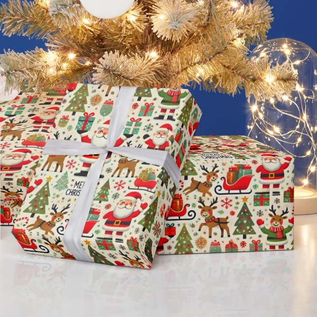 Santa Claus Rudolph The Red Nose Rentier Cheer Geschenkpapier (Feiertage)
