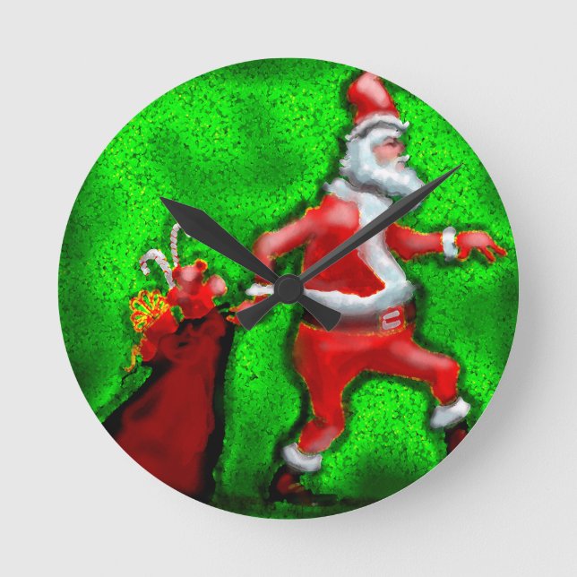 Santa Claus Runde Wanduhr (Vorderseite)
