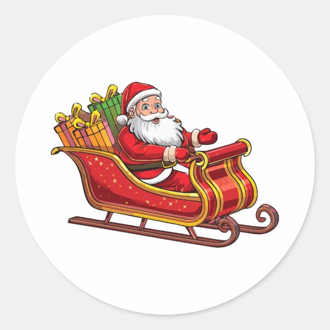 Santa claus runder aufkleber (Vorderseite)