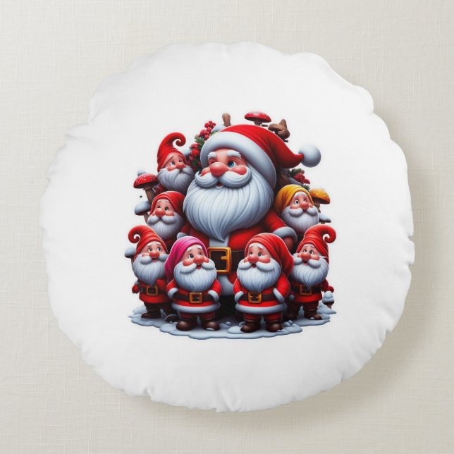 Santa Claus Rundes Kissen (Vorderseite)
