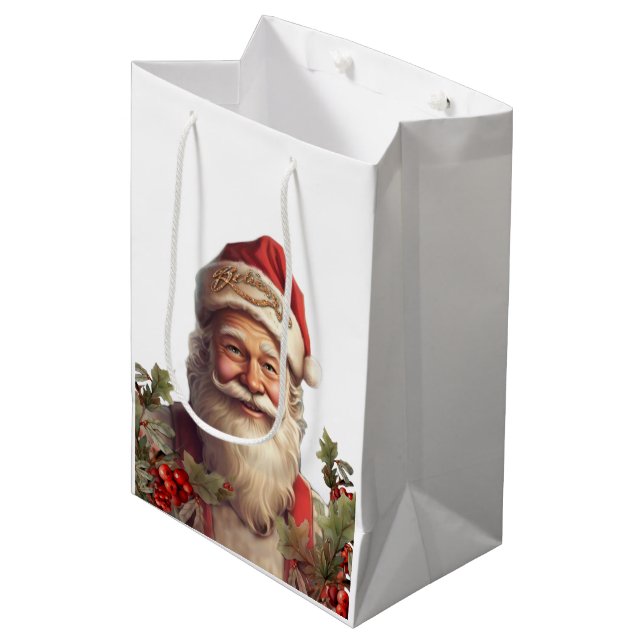 Santa Claus Saint Nicholas Weihnachtsfeiern Mittlere Geschenktüte (Vorderseite Schrägansicht)