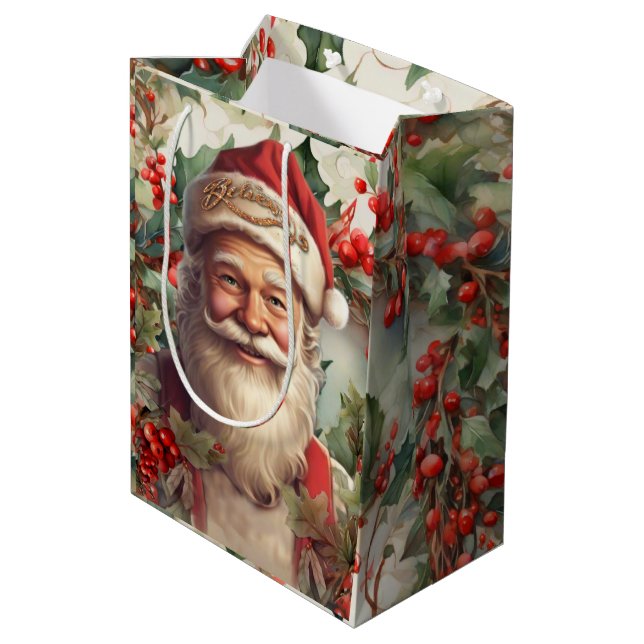 Santa Claus Saint Nicholas Weihnachtsfeiern Mittlere Geschenktüte (Rückseite Schrägansicht)