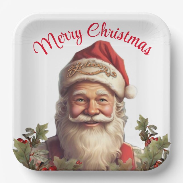 Santa Claus Saint Nicholas Weihnachtsfeiern Pappteller (Vorderseite)