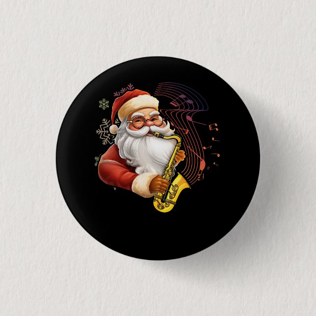 Santa Claus Saxophone Musiker Chr Button (Vorderseite)