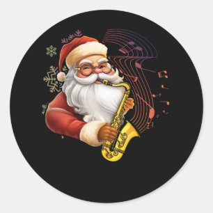 Santa Claus Saxophone Musiker Chr Runder Aufkleber