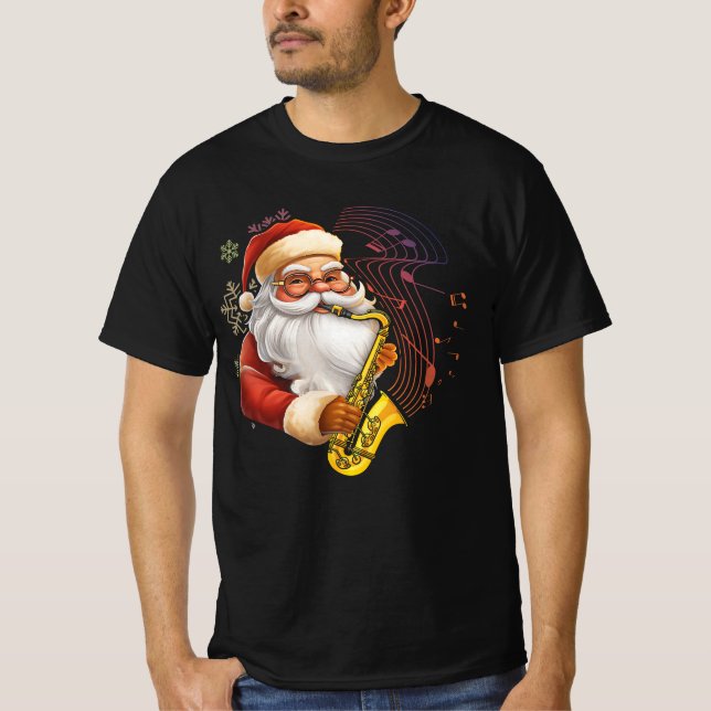 Santa Claus Saxophone Musiker Chr T-Shirt (Vorderseite)