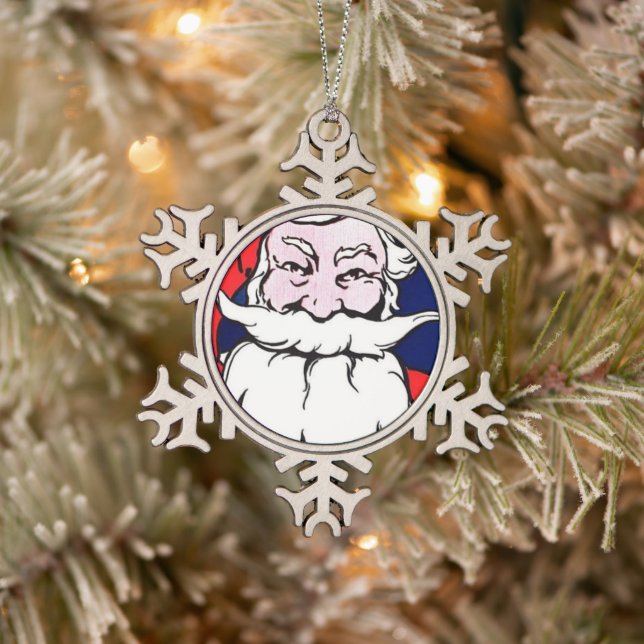 Santa Claus Schneeflocken Zinn-Ornament (Baum)