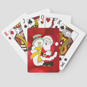 Santa Claus & Schneemann farbenfrohe Illustration Spielkarten