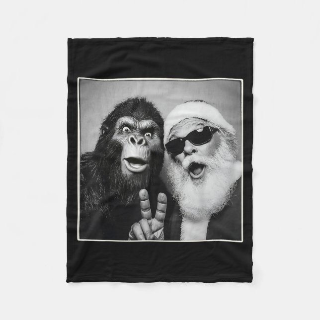 Santa Claus Selfie Bigfoot Christmas Funny Sasquat Fleecedecke (Vorderseite)