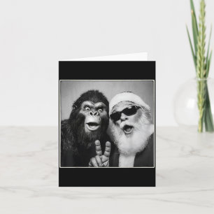 Santa Claus Selfie Bigfoot Weihnachten Lustig Sasq Karte