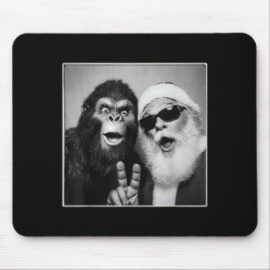 Santa Claus Selfie Bigfoot Weihnachten Lustig Sasq Mousepad
