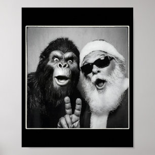 Santa Claus Selfie Bigfoot Weihnachten Lustig Sasq Poster