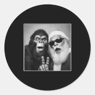 Santa Claus Selfie Bigfoot Weihnachten Lustig Sasq Runder Aufkleber