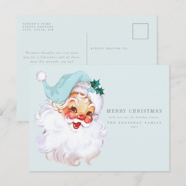 Santa Claus Shabby Chic Holiday Postkarte (Vorne/Hinten)