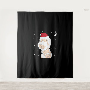 Santa Claus Sheep Christmas Lamb Farm Animals Gift Wandteppich