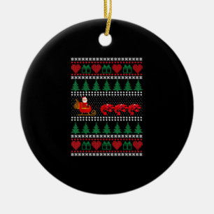 Santa Claus Shrimp Reindeer Funny UGLY Christmas P Keramik Ornament