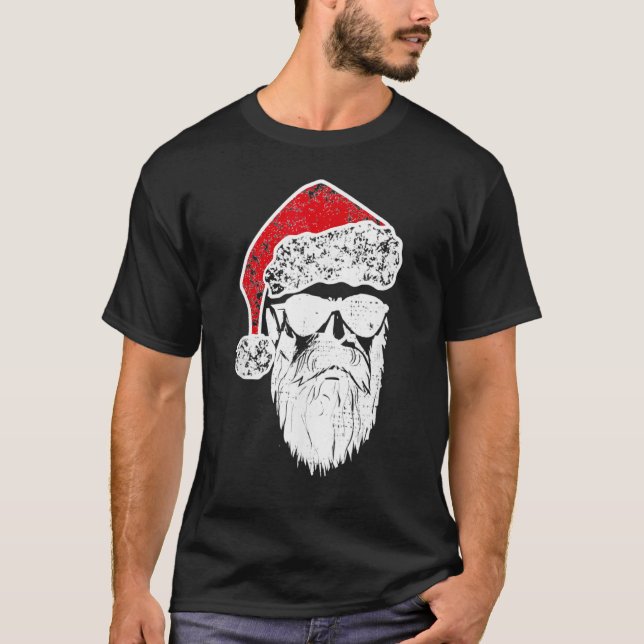 Santa Claus sieht Sonnenbrille mit Hat Beard Chris T-Shirt (Vorderseite)