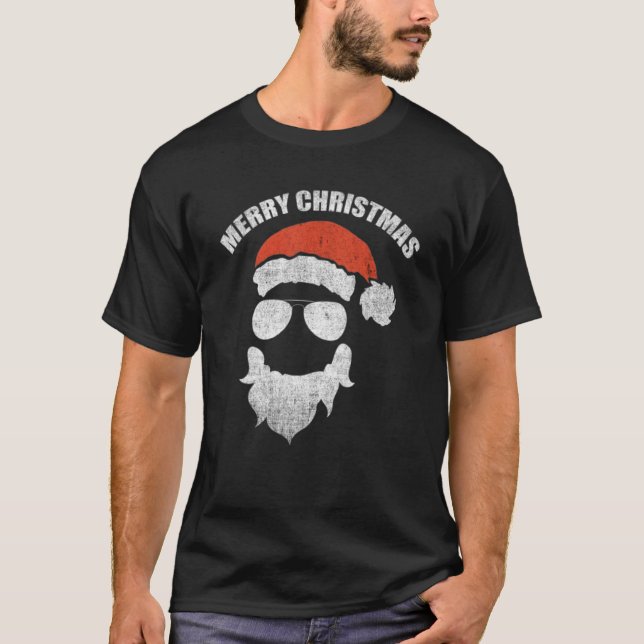 Santa Claus sieht Sonnenbrille mit Hat Beard Chris T-Shirt (Vorderseite)