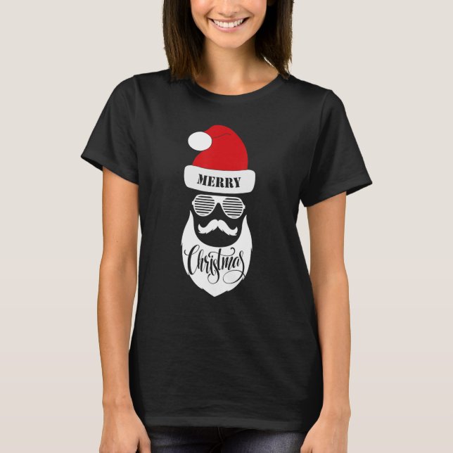 Santa Claus sieht Sonnenbrille mit Hat Beard Chris T-Shirt (Vorderseite)