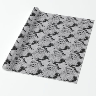 Santa Claus Silber Glitzer Geschenkpapier