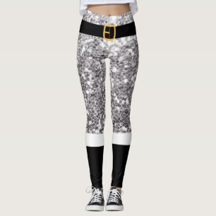 Santa Claus Silver Glitzer Leggings