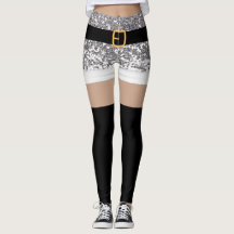Santa Claus Silver Glitzer Leggings