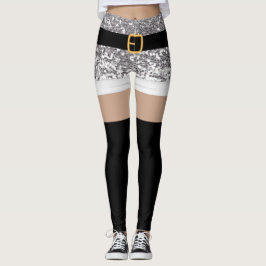 Santa Claus Silver Glitzer Leggings