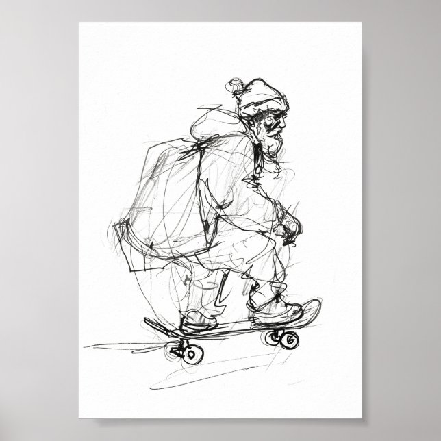 Santa Claus Skateboarding mit Presets Poster (Vorne)
