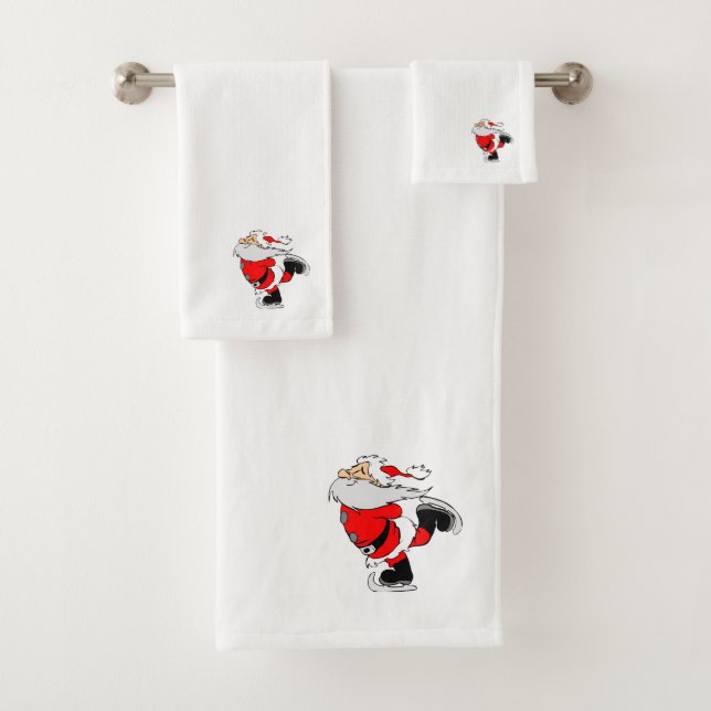 Santa Claus Skaten Badhandtuch Set (Insitu)