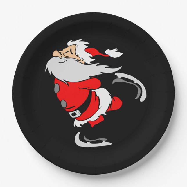 Santa Claus Skaten Pappteller (Vorderseite)
