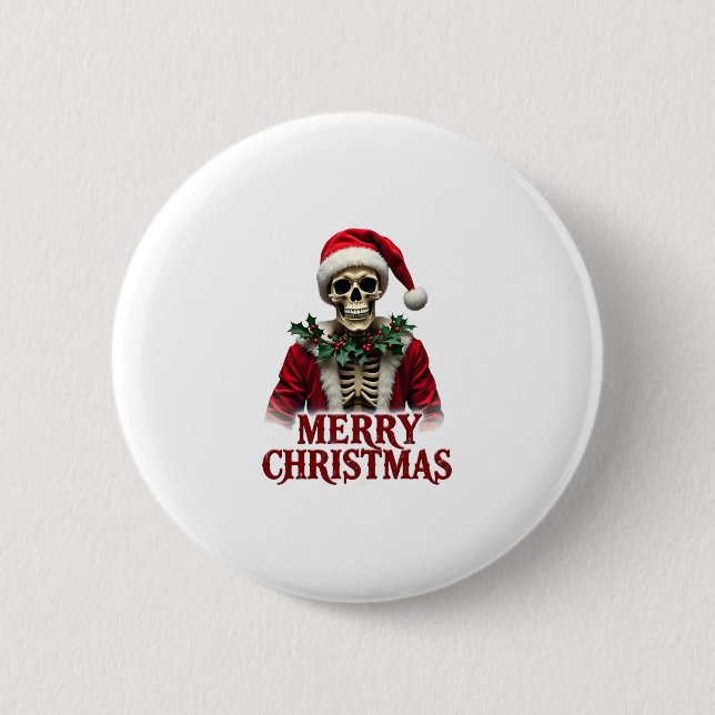 Santa Claus Skeleton Outfit Skull Funny Christmas  Button (Vorderseite)