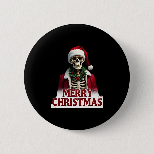 Santa Claus Skeleton Outfit Skull Funny Christmas  Button (Vorderseite)