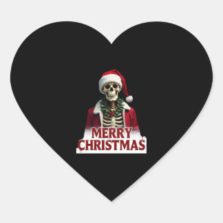 Santa Claus Skeleton Outfit Skull Funny Christmas  Herz-Aufkleber