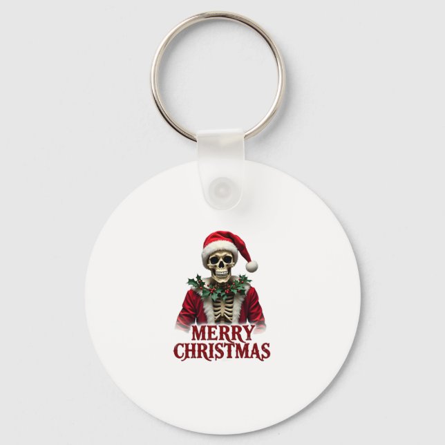 Santa Claus Skeleton Outfit Skull Funny Christmas  Schlüsselanhänger (Vorderseite)