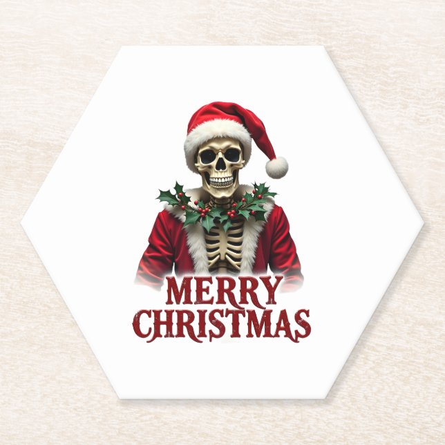 Santa Claus Skeleton Outfit Skull Funny Christmas  Untersetzer (Vorderseite)