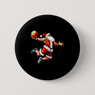 Santa Claus Slam Dunk Basketball Korb Weihnachten Button