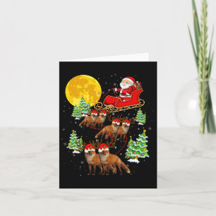 Santa Claus Sleigh &amp; Reindeer Foxes Xmas Pajam Karte