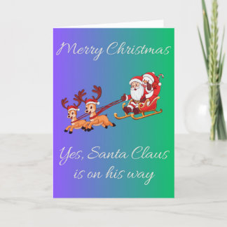 "Santa Claus Sleigh Christmas Card Feiertagskarte