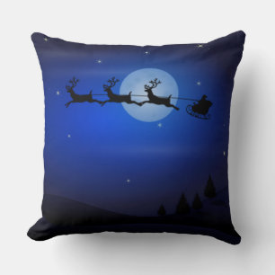 Santa Claus sleigh Christmas Midnight Blue Pillows Kissen