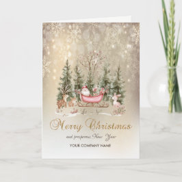 Santa Claus, Sleigh Forest Snowflakes Carte de vac