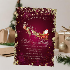 Santa Claus Sleigh Rentier Stars Company Party Einladung