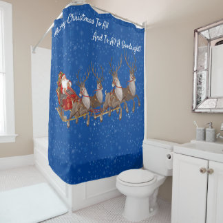 Santa Claus Sleigh Rentier Weihnachtsbad Tub Duschvorhang