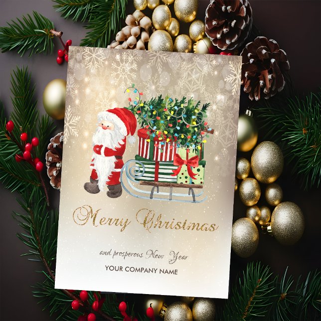 Santa Claus, Sleigh Snowflakes Feiertagskarte (Von Creator hochgeladen)