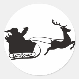 Santa Claus Sleigh und Reindeer Runder Aufkleber