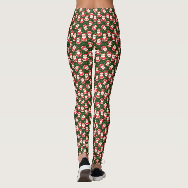 Santa Claus Snowflakes Novelty Green Leggings (Rückseite)